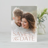 Moderne verklaring | Verticale foto slaat de datum Folie Uitnodiging (Staand Voorkant)