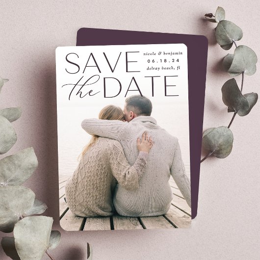 Moderne verklaring | Verticale foto slaat de datum Save The Date