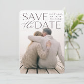 Moderne verklaring | Verticale foto slaat de datum Save The Date (Staand voorkant)