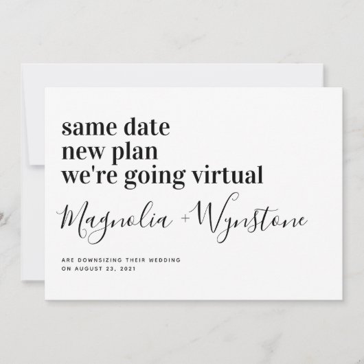 Moderne Verkleining Virtuele Bruiloft Aankondiging (Voorkant)
