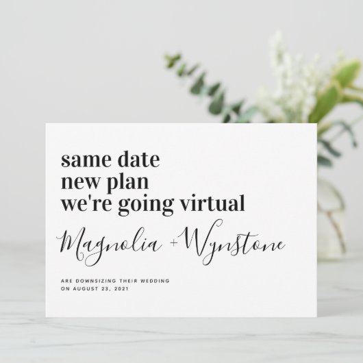 Moderne Verkleining Virtuele Bruiloft Aankondiging (Staand voorkant)