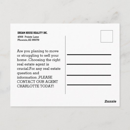 Moderne verkoop van onroerend goed briefkaart (Achterkant)