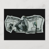 Moderne Verkreukelde $100 Biljet Ontwerp Briefkaart (Voorkant)