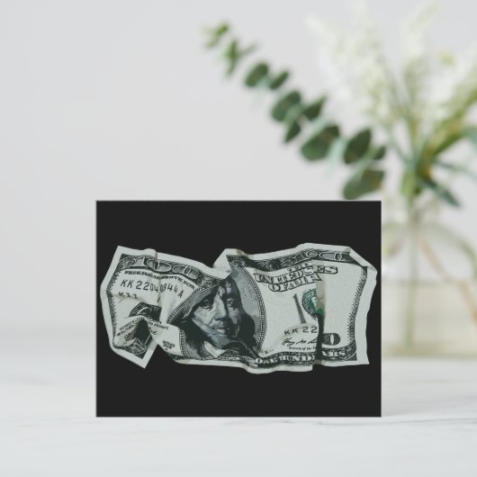 Moderne Verkreukelde $100 Biljet Ontwerp Briefkaart (Staand voorkant)