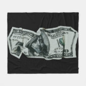 Moderne Verkreukelde $100 Biljet Ontwerp Fleece Deken (Voorkant (Horizontaal))