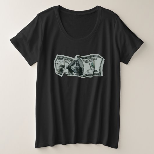 Moderne Verkreukelde $100 Biljet Ontwerp Grote Maat T-shirt (Design voorkant)