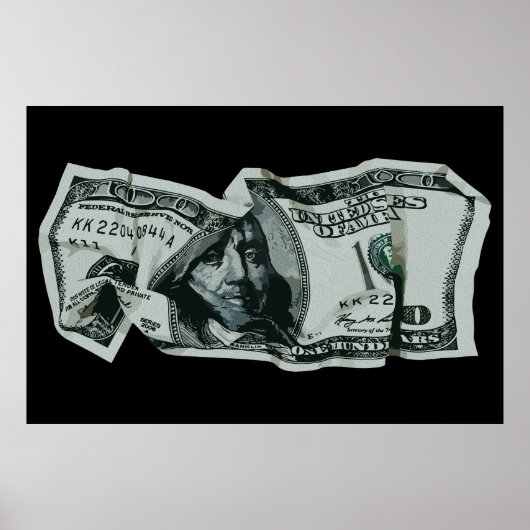 Moderne Verkreukelde $100 Biljet Ontwerp Poster (Voorkant)