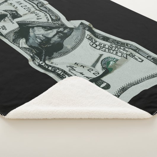 Moderne Verkreukelde $100 Biljet Ontwerp Sherpa Deken (3/4)