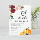 moderne verliefd worden blush bordeaux baby shower kaart (Staand voorkant)