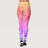 Moderne verlooppatroon roze gele werkout leggings (Achterkant)