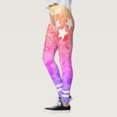 Moderne verlooppatroon roze gele werkout leggings (Links)