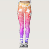 Moderne verlooppatroon roze gele werkout leggings (Voorkant)