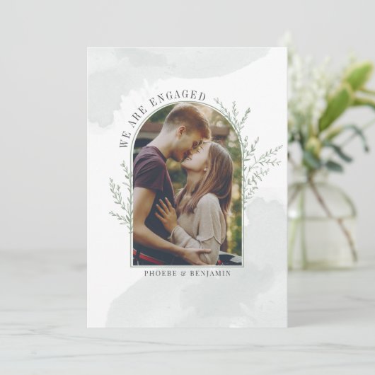 Moderne Verloving fotoArch Save The Date (Staand voorkant)