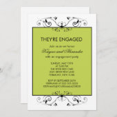 Moderne Verloving met groene en zwarte scroller Kaart (Voorkant / Achterkant)