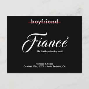 Moderne verlovingsaankondiging 'Leg een ring om he Aankondigingskaart