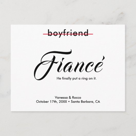 Moderne Verlovingsaankondiging 'Leg er een ring om Aankondigingskaart (Voorkant)