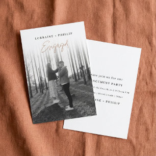 Moderne verlovingsaankondiging met foto en gradien kaart