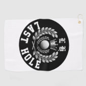 Moderne Verlovingsfeest Laatste Gat LH Monogram Golfhanddoek (Horizontaal)