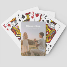 Moderne verlovingsfoto met eigen namen pokerkaarten