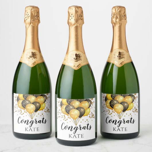 Moderne vermelding witte en goudwijn op de Pensioe Sparkling Wijnetiket (Flessen)