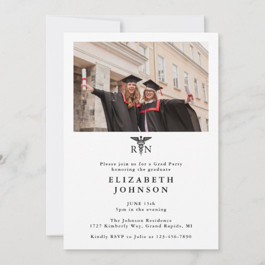 Moderne verpleegkundige afstudeerfeest met 5 foto' kaart (Achterkant)