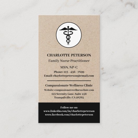 Moderne verpleegkundige Practitioner Visitekaartje (Voorkant)