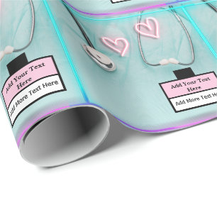 Moderne verpleegster dokter stethoscoop en uniform cadeaupapier