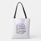 Moderne Verpleegster Held Violet op Witte Typograf Tote Bag (Achterkant)