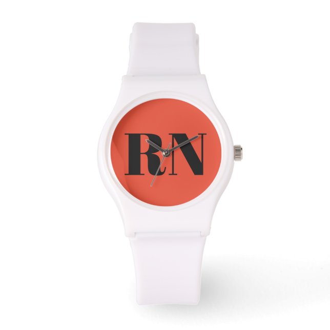 Moderne Verpleegster RN Sinaasappel Terracotta Cus Horloge (Voorkant)