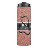 Moderne Verpleegster Roze Rose Goud Glitter Gepers Thermosbeker (Voorkant)