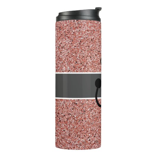 Moderne Verpleegster Roze Rose Goud Glitter Gepers Thermosbeker (Gedraaid links)