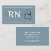 Moderne Verpleegster Stethoscoop Blauw Script Prof Visitekaartje (Voorkant / Achterkant)