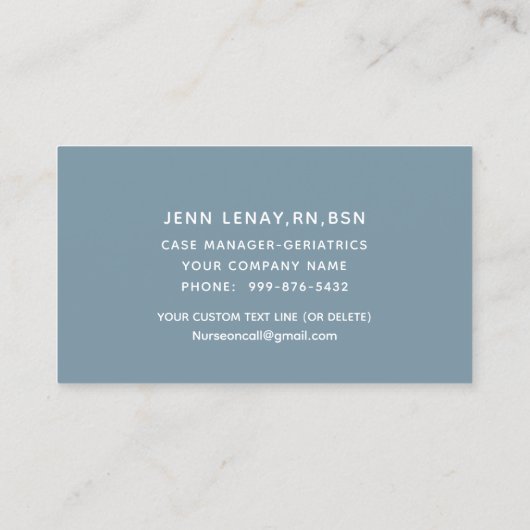 Moderne Verpleegster Stethoscoop Blauw Script Prof Visitekaartje (Achterkant)