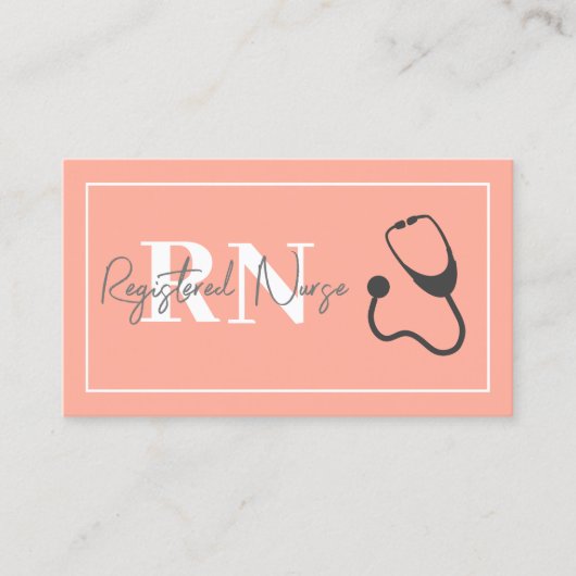 Moderne Verpleegster Stethoscoop Koraal Peach Prof Visitekaartje (Voorkant)