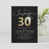 Moderne verrassing voor zwarte en gouden volwassen kaart (Staand voorkant)