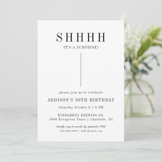 moderne verrassingsuitnodiging kaart (Staand voorkant)