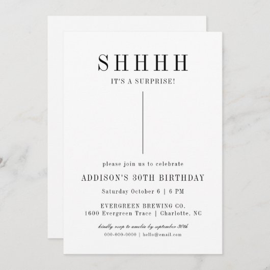 moderne verrassingsuitnodiging kaart (Voorkant / Achterkant)