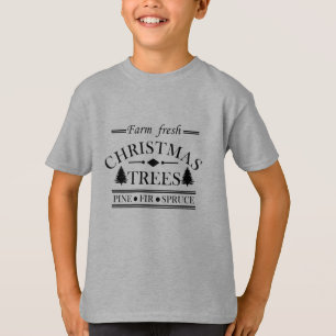 Moderne verse kerst dennenbomen t-shirt