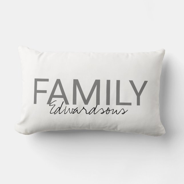 Moderne verse witte monogram Familienaam Kussen (Voorkant)