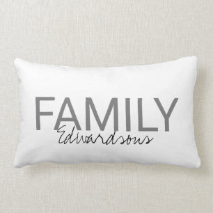 Moderne verse witte monogram Familienaam Kussen