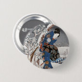 Moderne versie van het verhaal van Genji in sneeuw Ronde Button 5,7 Cm (Voorkant /achterkant)