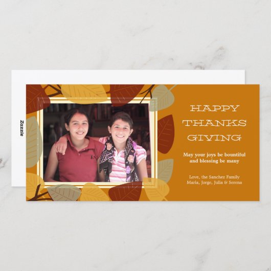 Moderne versnipperde bladeren Thanksgiving zegen Feestdagenkaart (Voorkant / Achterkant)