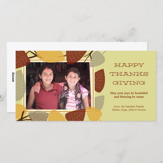 Moderne versnipperde bladeren Thanksgiving zegen Feestdagenkaart (Voorkant / Achterkant)