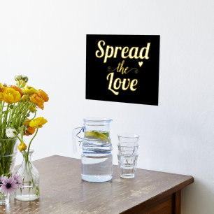 Moderne "Verspreid de liefde" citaat typografie zw Folie Afdrukken