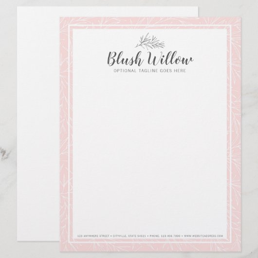 Moderne vertakkingen met botanische lef: Blush min Briefhoofd (Voorkant / Achterkant)