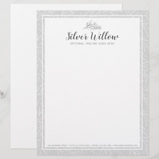 Moderne vertakkingen van de botanische lef Silver  Gepersonaliseerd Briefhoofd (Voorkant / Achterkant)