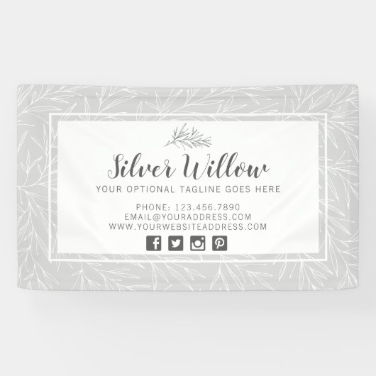 Moderne vertakkingen van de botanische lef Silver  Spandoek (Horizontaal)