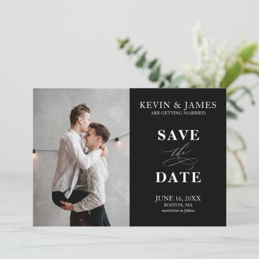 Moderne Verticaal Sla de datum Fotokaart op Save The Date (Staand voorkant)