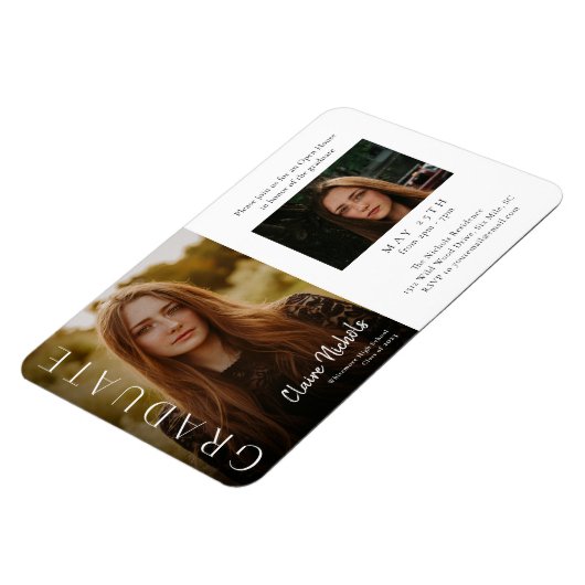 Moderne Vertical Photo Graduation Invitations Magneet (Linkerzijde)