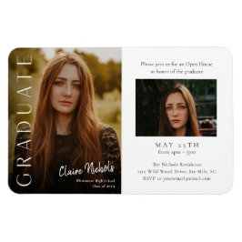 Moderne Vertical Photo Graduation Invitations Magneet